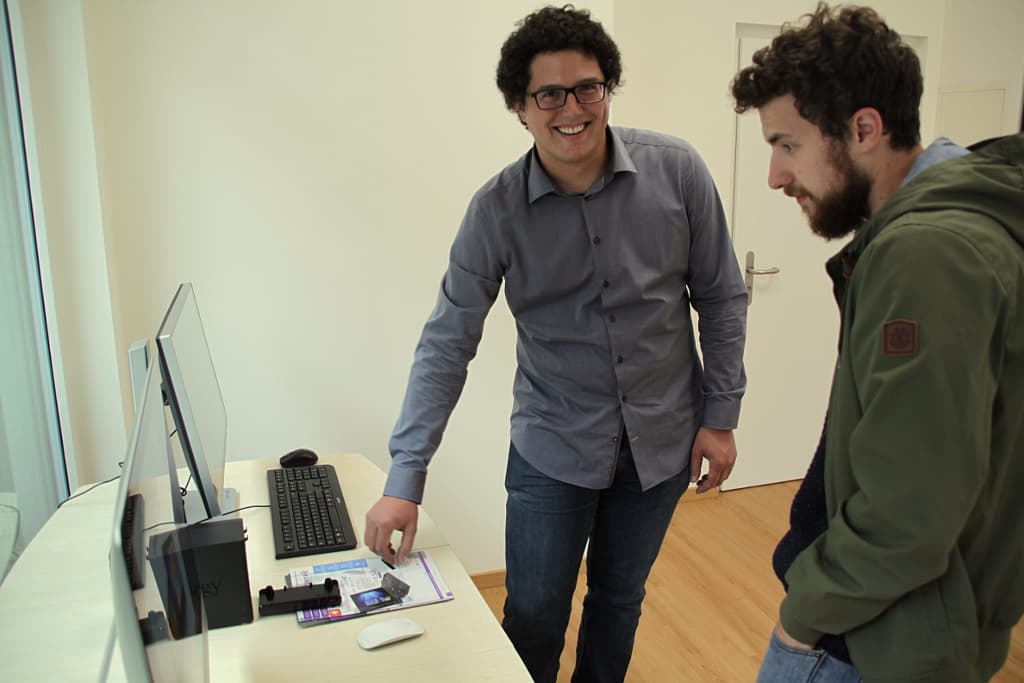 Startup team working together